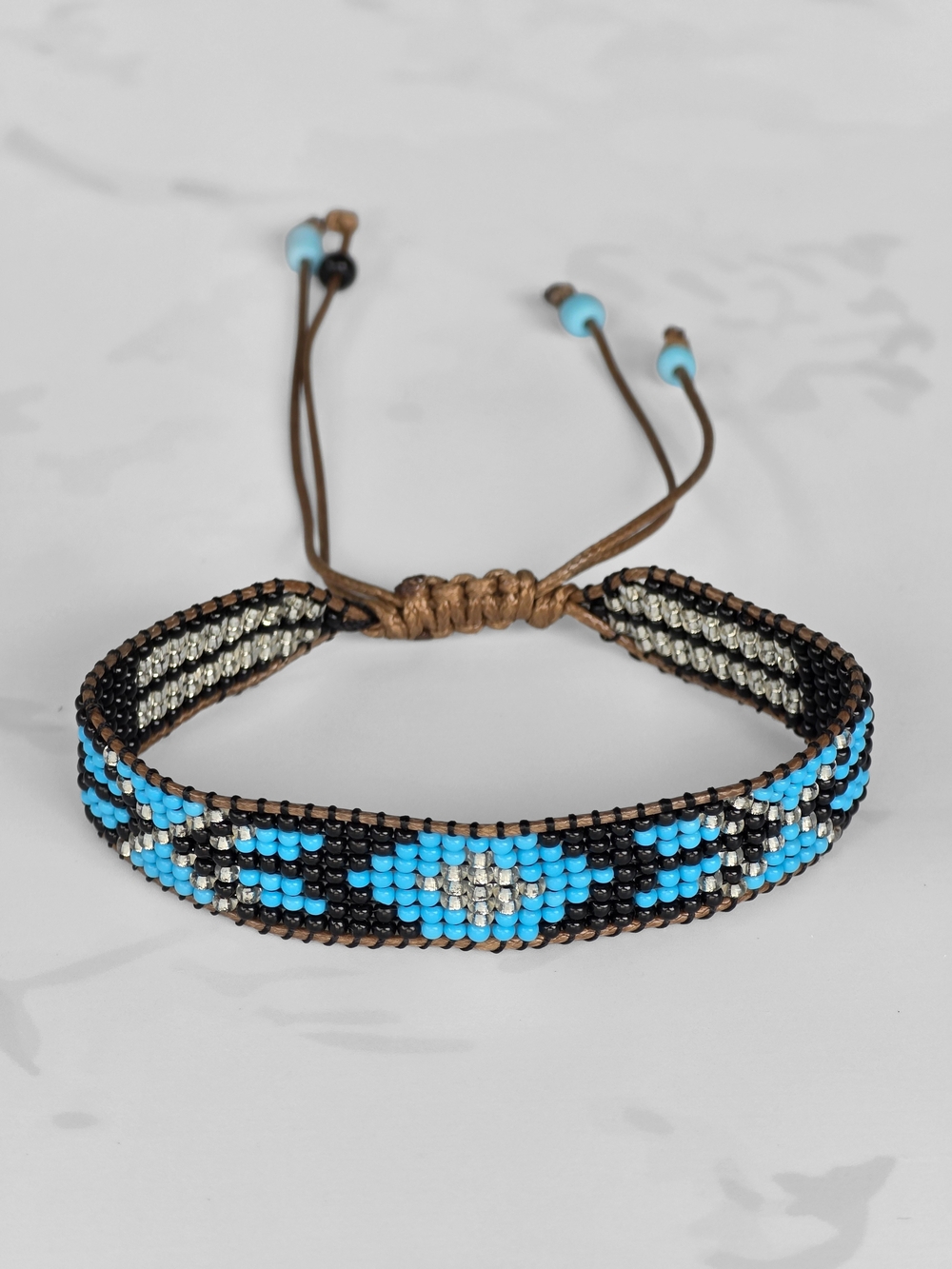 Southwestern Beaded Bracelet Geometric Handmade Boho Jewelry Black